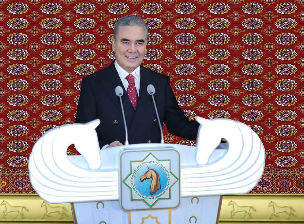 Türkmen halkynyň Milli Lideri, Türkmenistanyň Halk Maslahatynyň Başlygy Gahryman Arkadagymyzyň Türkmenistanyň Prezidentiniň Ahalteke atçylyk toplumynyň açylyş dabarasyndaky ÇYKYŞY